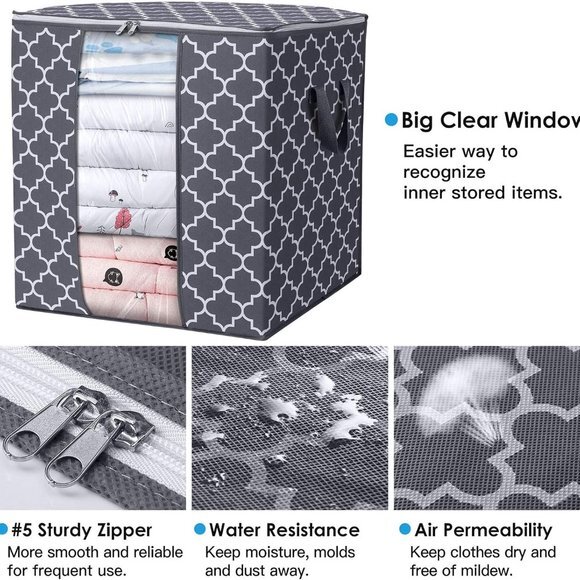 Storage Bags [3 Pack/100L] Large Blanket Clothes Organization and Storage‎ - Picture 3 of 5